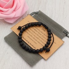 LAVA STONE Bracelet Adjustable Handmade +Gift Bag & Card Crystal Gemstone 6/8mm