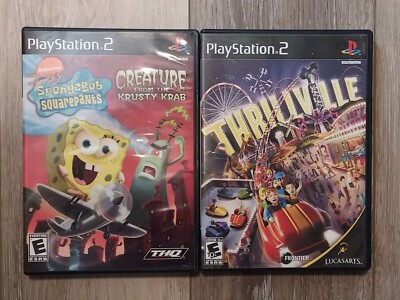 SpongeBob Creature from the Krusty Krab (PlayStation 2, 2006) & Thrillville LOT 