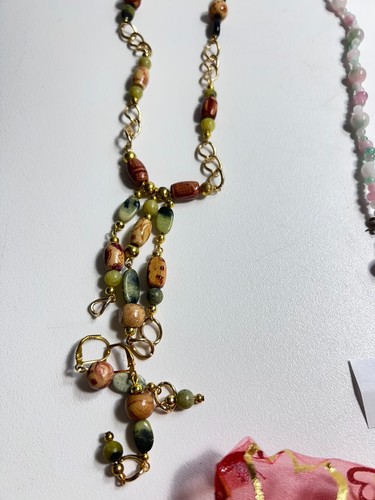 3 set of Multicolor Handmade Art Glass Bead Faux Necklace & Dangle Earrings NEW - Picture 5 of 7