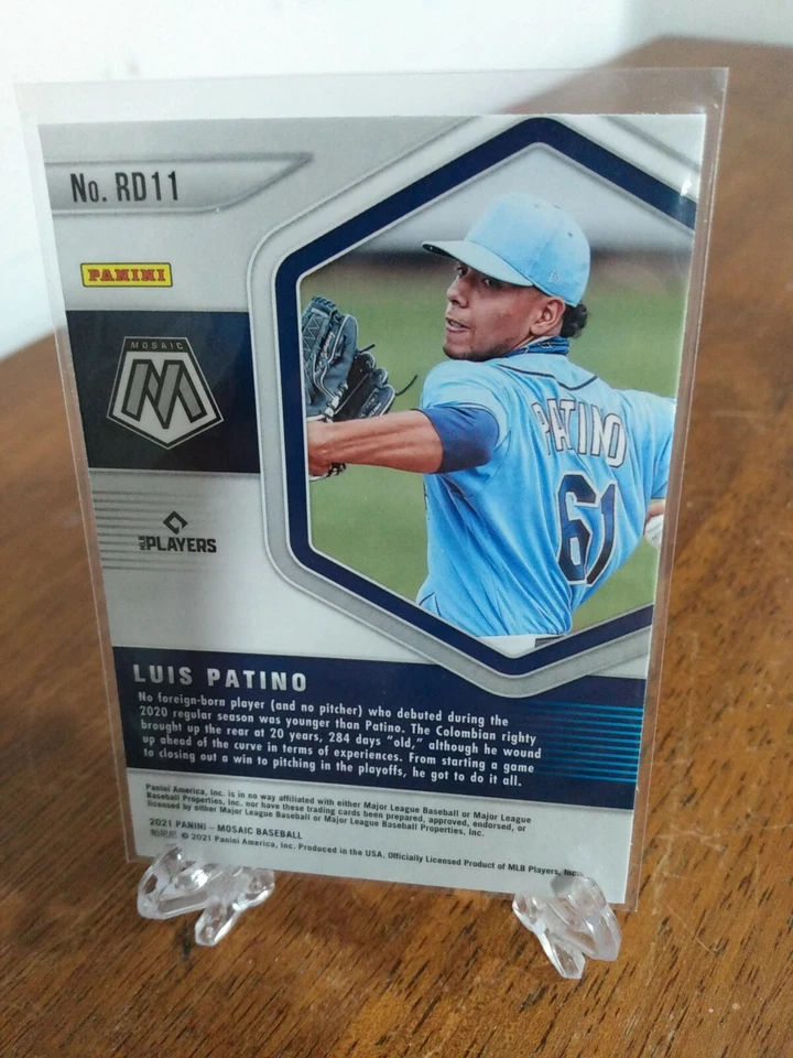 2021 PANINI MOSAIC LUIS PATINO ROOKIE DEBUT #RD11 TAMPA BAY RAYS - Image 2 of 2