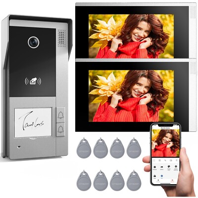 TMEZON 1080P WIFI Video Doorbell Intercom Security System 2x7'' Touch IP Monitor