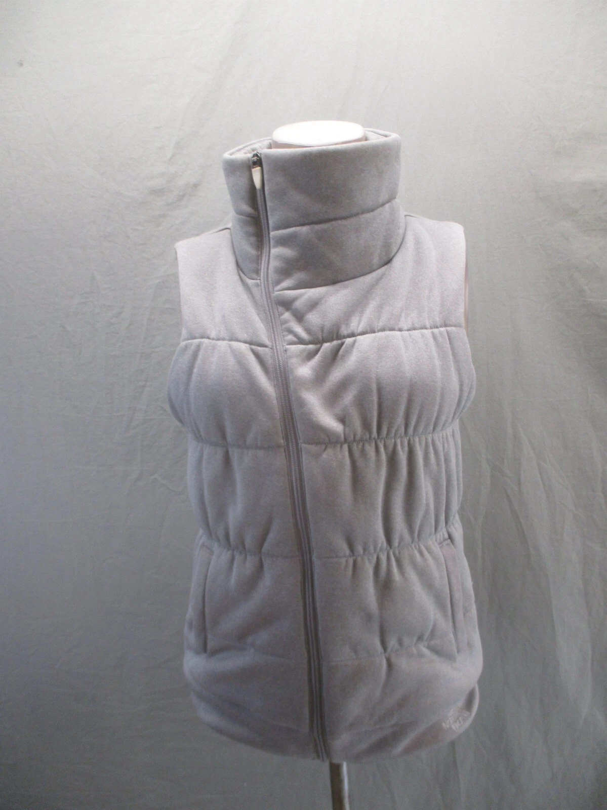 The North Face Size M Womens Gray Cotton Asymmetric Zip Warm Insulated Vest 633