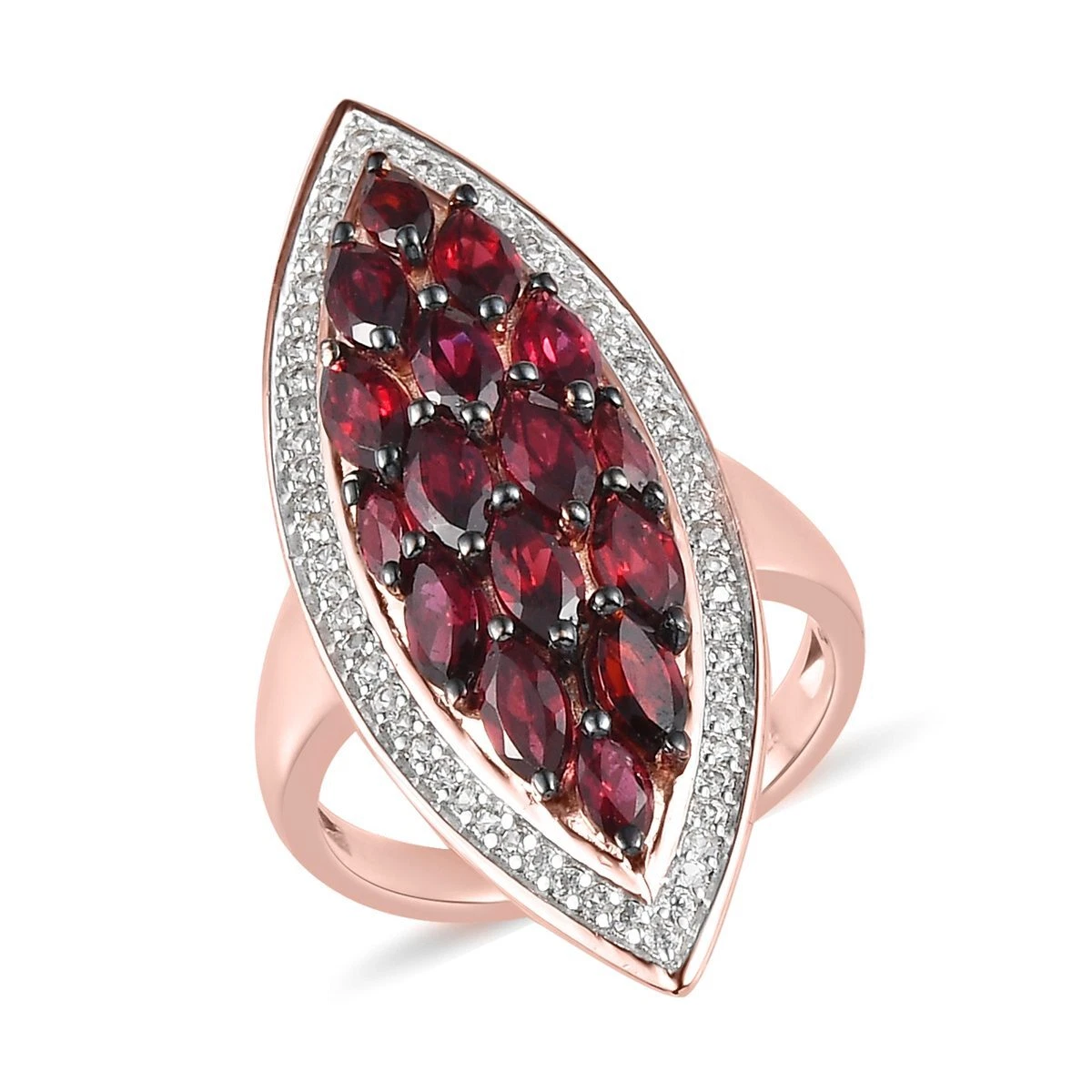 3.00ctw Anthill Garnet Zircon Elongated Ring Vermeil Rose Gold