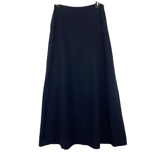 Lauren Ralph Lauren Preppy Western Old Money Classic Chic Navy Silk Long Skirt 8 - Picture 8 of 8