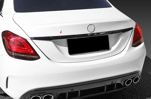 Black Steel Rear Door Tailgate Trunk Cover Trim For Benz C-Class W205 2015-2021 - Foto 2 di 11