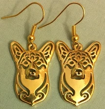 CORGI EARRINGS - Pewter with Gold Plated Ear Wires AUSSIE WELSH PEMBROKE DOG