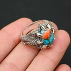 Oyster Turquoise Men's Ring 925 Sterling Silver Handmade-Statement All Size-BJ60