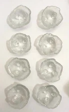 VINTAGE GLASS SALT DIP MINI DISHES, LEAF SHAPED