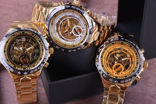 Stainless Steel Watches Men's Watch Luxury Skeleton Mechanical Automatic Gifts - Picture 10 of 36