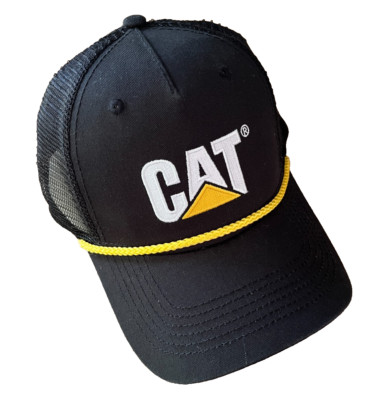 Caterpillar CAT Equipment Black & Yellow Tassel Boat Captains Snapback Mesh Cap
