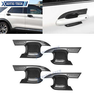 Carbon Fiber ABS Exterior Door Handle Bowl Cover Trim For Ford Explorer 2020-25