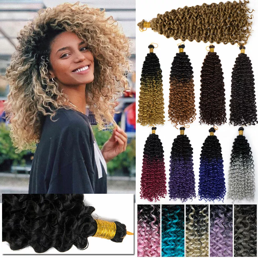 100% Natural Kinky Curly Crochet Braids Long Deep Wave as Human Hair  Extension H