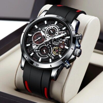 LIGE Herren Luxus Armbanduhr Chronograph wasserdicht Analog Quarz Uhrenetui OVP