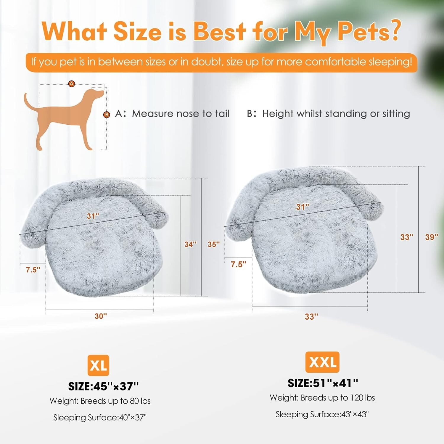 Fluffy Calming XL Dog Bed Deluxe AntiAnxiety Plush XLarge(45''×37