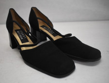Stuart Weitzman Womens Closed Toe Block Heels Black Fabric Size 5 AA