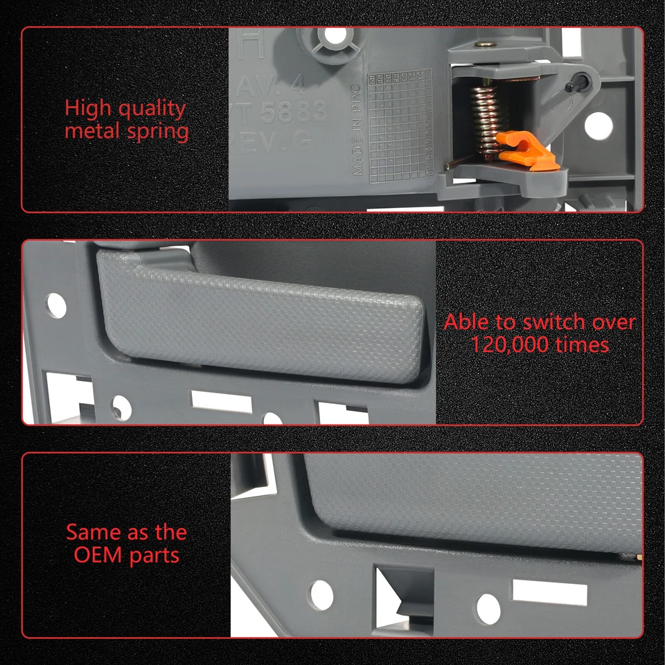 Manija de puerta interior gris para Jeep Grand Cherokee 05-11 delantera trasera izquierda derecha 4 piezas Foto 4 de 4