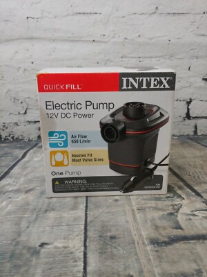 Intex Quick Fill 12v Car Adapter DC Electric Air Pump Tube Bed Included Nozzles
