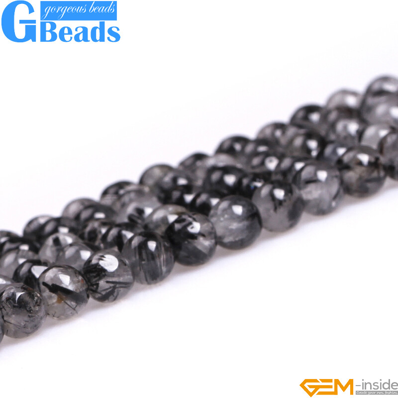 Natural AAA Grade Black Rutilated Quartz Round Beads For Jewelry Making 15 YB - Foto 9