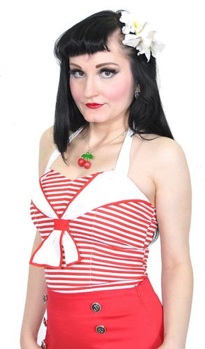Küstenluder VIVIAN Sailor Matrosen NECKHOLDER Top Rot Rockabilly - Bild 3 von 3