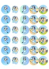 30 BLUEY EDIBLE CUPCAKE | FAIRY CAKE TOPPERS DECORATIONS 3.8cm