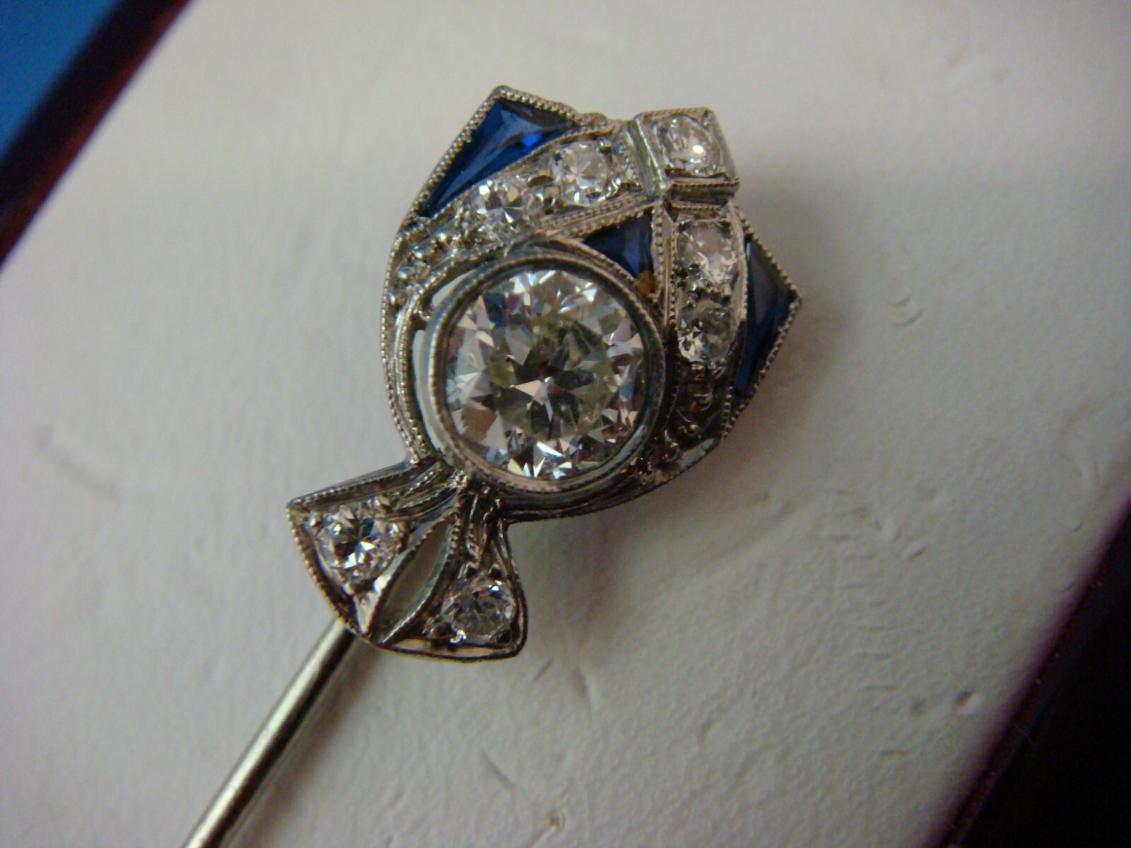 ANTIQUE LARGE DIAMOND FILIGRY ARTDECO STICK PIN 0.75… Gem