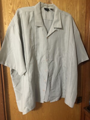 After Dark Polyester Short Sleeve Shirt 4X Button Front Collar 