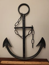 15" Rustic Metal Distressed Nautical Anchor and Chain Wall Hanging Wedding Decor
