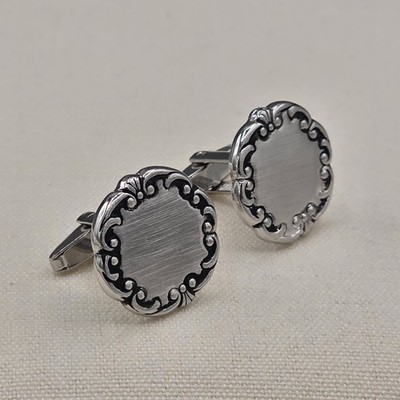 Vintage Sarah Coventry Round Silver Tone Mid Century Matte Cufflinks