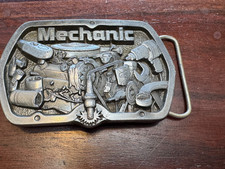 MECHANIC METAL HEAVY BELT BUCKLE MASTERPIECE MADE IN USA - AUTOMOTIVE ROCKLIN CA