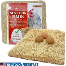 Chicken Nest Box Pads 10 Pack Aspen Wood Fiber Easy Cleaning Nesting Material US