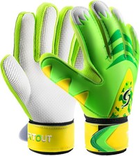 Kids Soccer Goalkeeper Gloves with Double Wrist Support and NonSlip Latex