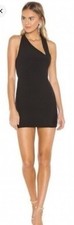 NBD Naven Asymmetrical Mini Dress Black Audre Size Large Zipper Revolve