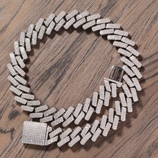 20MM Hip Hop Men's Cuban Chain Stainless Steel Diamond Necklace Fashion Bracelet