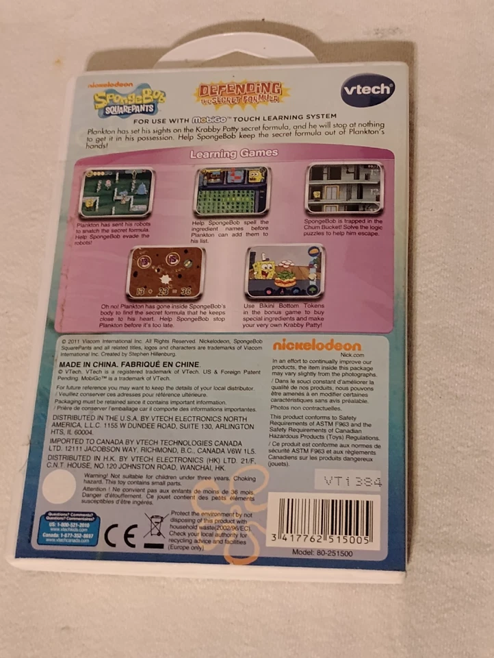 NEW Vtech MobiGo Spongebob SquarePants Defending the Secret Formula Learning 5-8 - Image 4 of 4