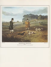 1974 Vintage HUNTING "PARTRIDGE SHOOTING #4" POINTERS DOGS COLOR Art Lithograph
