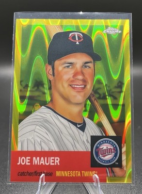 2022 Topps Chrome Platinum Anniversary Joe Mauer Yellow Ray Wave /250 Twins