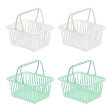 4PCS Mini Shopping Baskets with Handles Small Tiny Baskets White Green