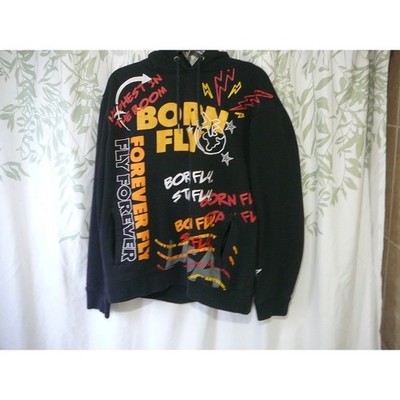Born to Fly Black Pullover Hoodie Front Pockets and Pull String XL