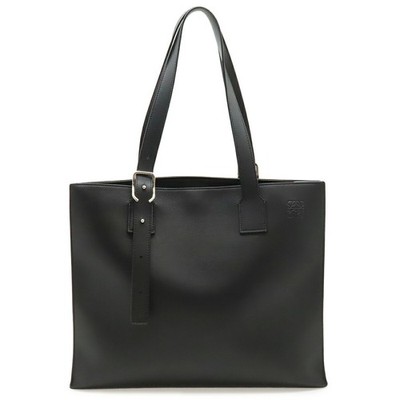 LOEWE Anagram Buckle Horizontal Leather Tote Bag Black Shoulder A4