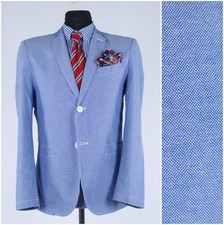 Mens Summer Blazer 38R UK Size CWS Light Blue Cotton Sport Coat Jacket