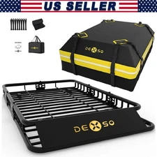 64"x39" Roof Rack Basket, 200Lbs Car Top Cargo Carrier Luggage Holder Universal