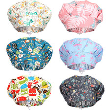 6 Pieces Bouffant Caps with Buttons Elastic Bouffant Turban, Nursing Surgical...