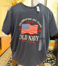 2026 Men OLD NAVY USA American Flag 4th of July T Shirt Size L NAVY