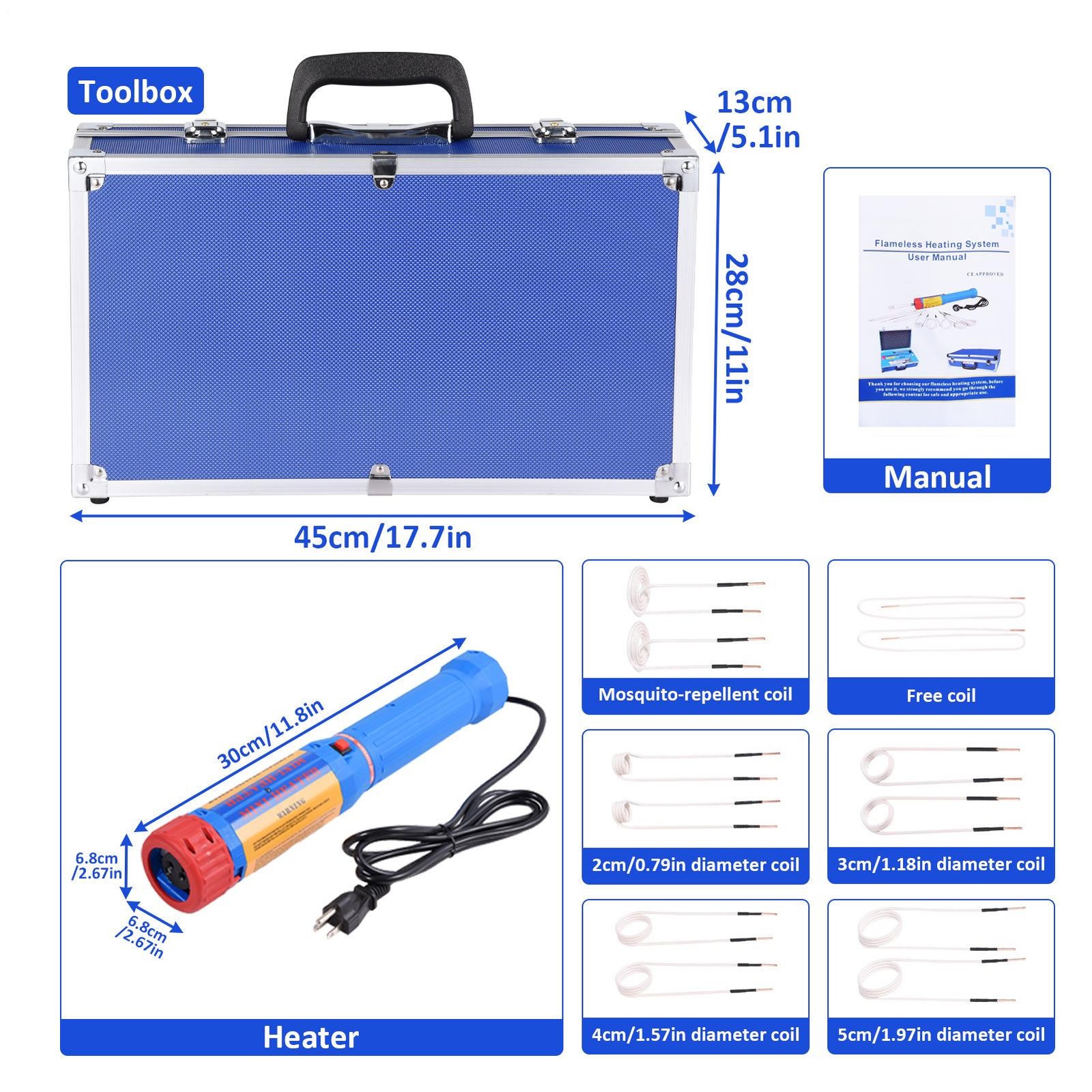 Magnetic Induction Heater Kit Tool Automotive Flameless Heat Bolt Remove 12Coil-