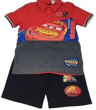 Disney Pixar Kid's 2Pc Crewneck Short Sleeves Two Button Front Pajama Set,Red, 6