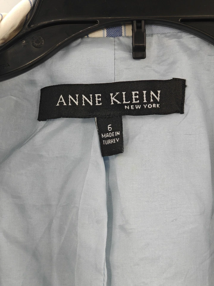 Blazer Anne Klein Mujer 6 Rayas Chaqueta Bolsillos Informal Oficina Ropa de Trabajo Carrera Foto 3 de 4