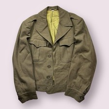 Vintage Men s WWII USA Military Wool Ike Jacket Cropped Sz 36R Beige USA Made