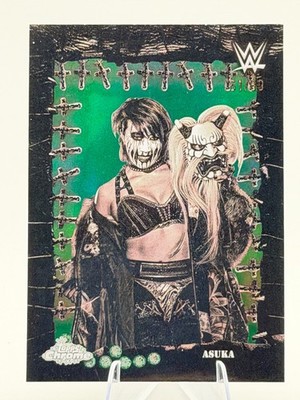Asuka 2025 Topps Chrome Cactus Jack WWE Famed Phantoms Green Refractor SP #d /99