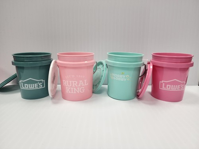 #ad Hobby Lobby Rural King amp; Lowe#x27;s Teal amp; Pink Mini Bucket With Lids 4pk $32.99