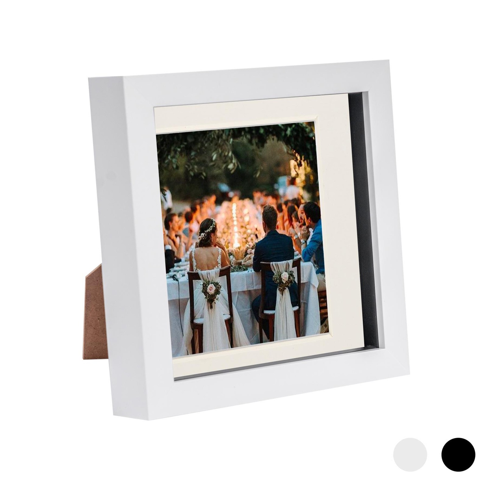 3D Box Photo Frame - 6 x 6"" with 4 x 4"" Mount - White/Ivory